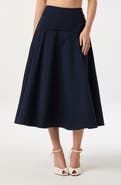 ASTR the Label Drop Waist Stretch Cotton Midi Skirt