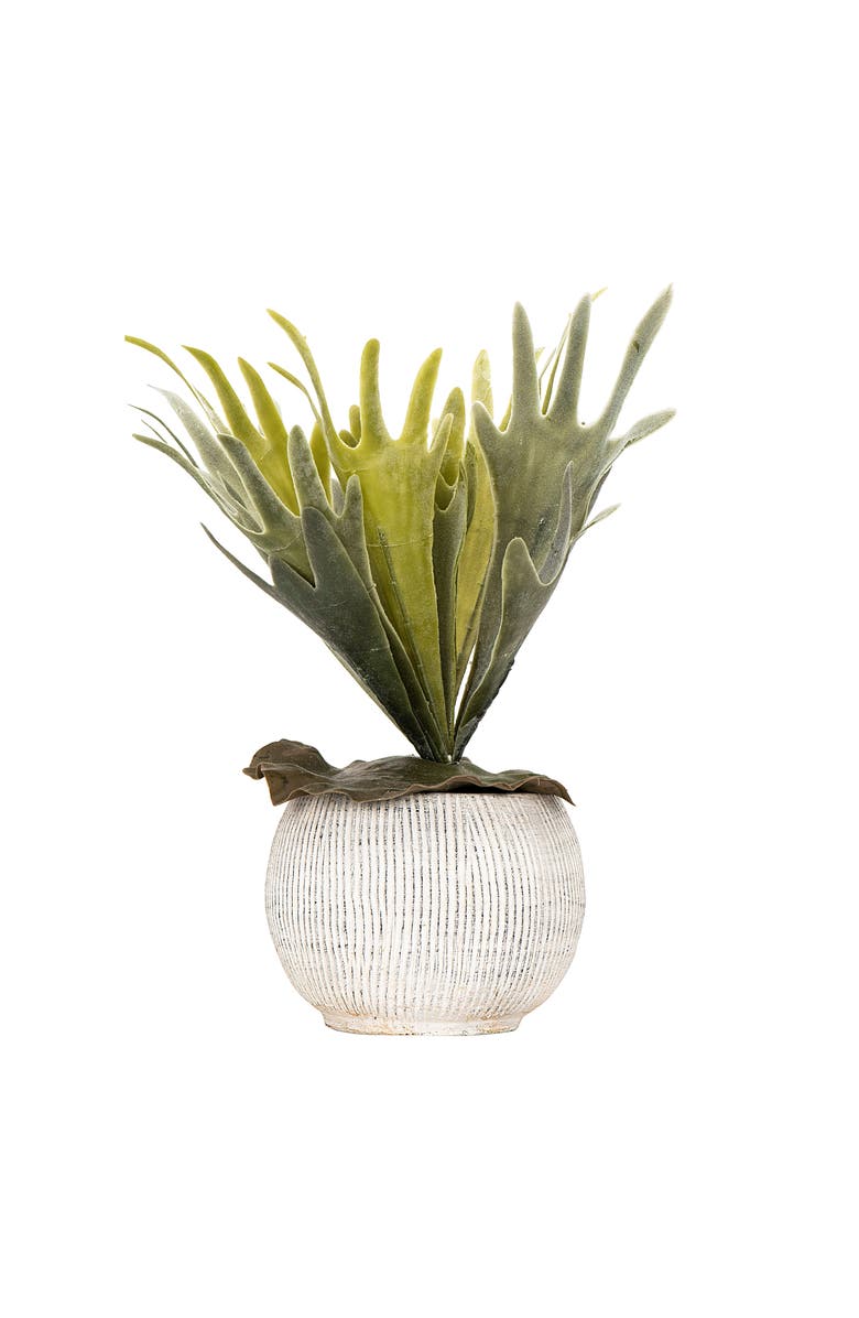 Storied Home Distressed Cream Terracotta Planter with Fluted Texture, Alternate, color,