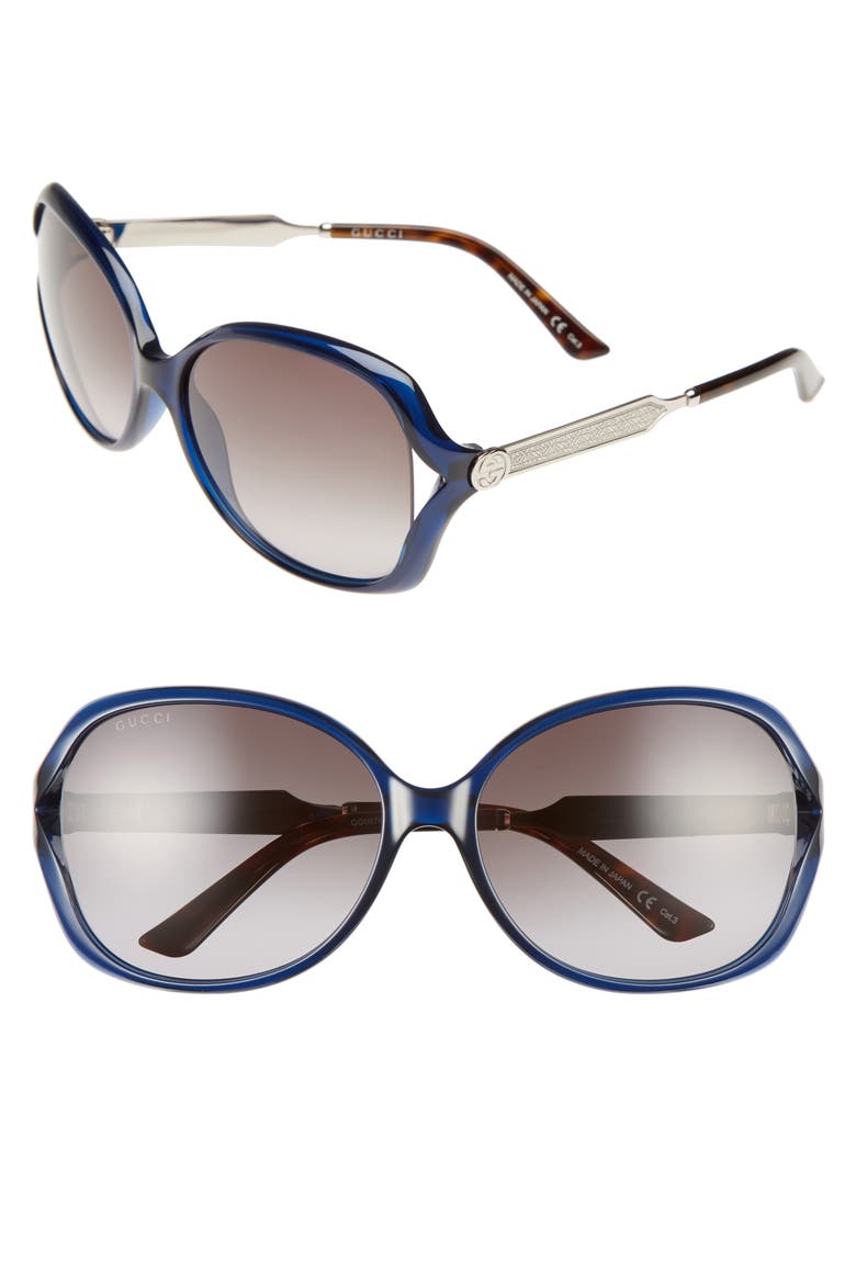 60mm Open Temple Oval Sunglasses, Main, color, OPAL BLUE/ GREY