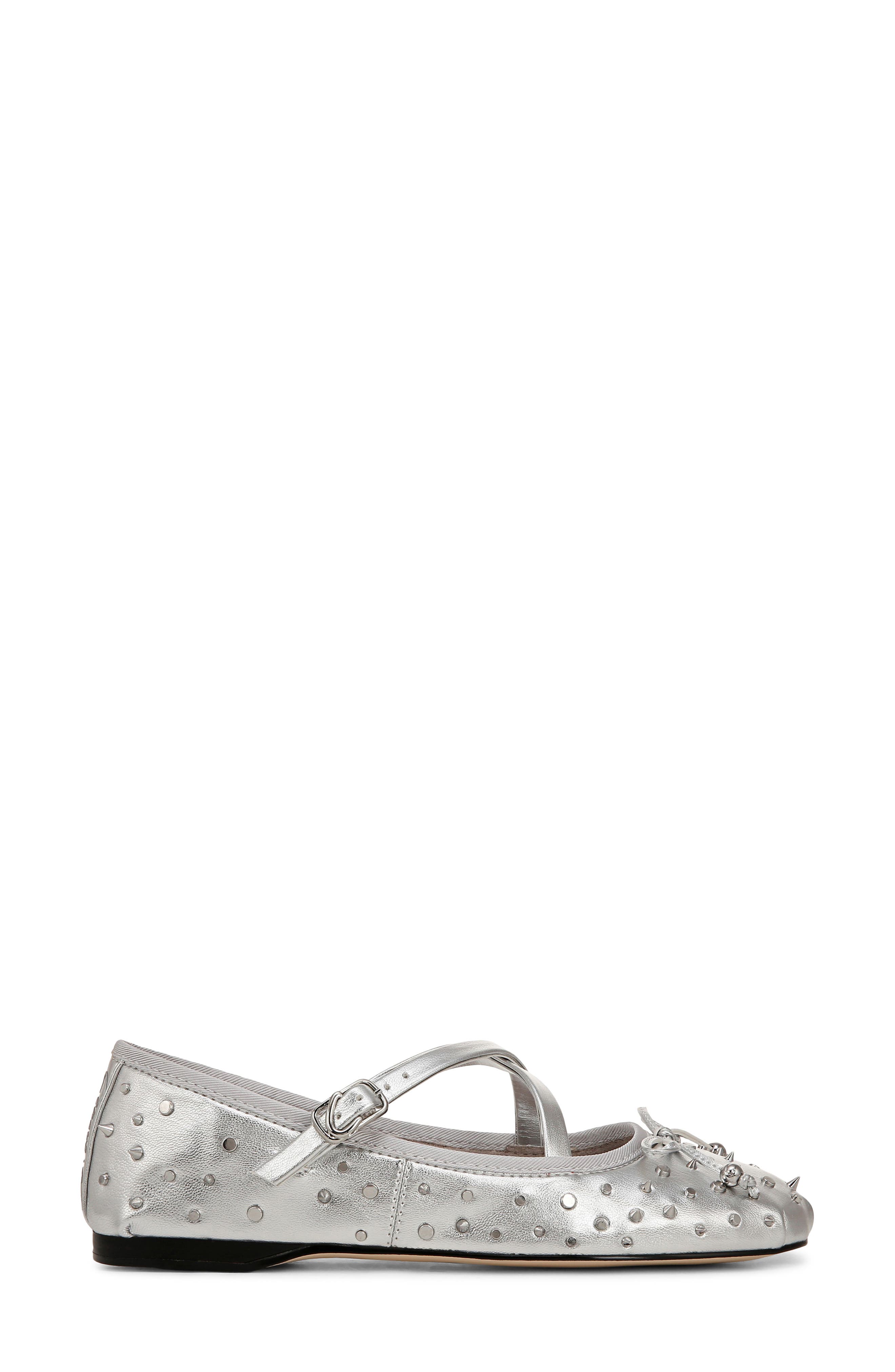 Circus NY by Sam Edelman Zuri Stud Mary Jane Flat, Alternate, color, Soft Silver