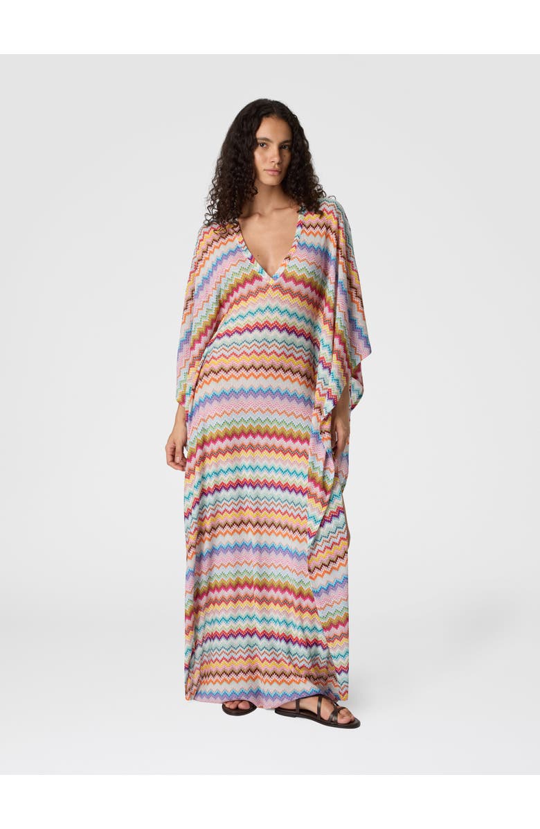 Missoni Long Caftan Cover-up With Micro Pixel-effect Zigzag Pattern, Alternate, color, Multicoloured