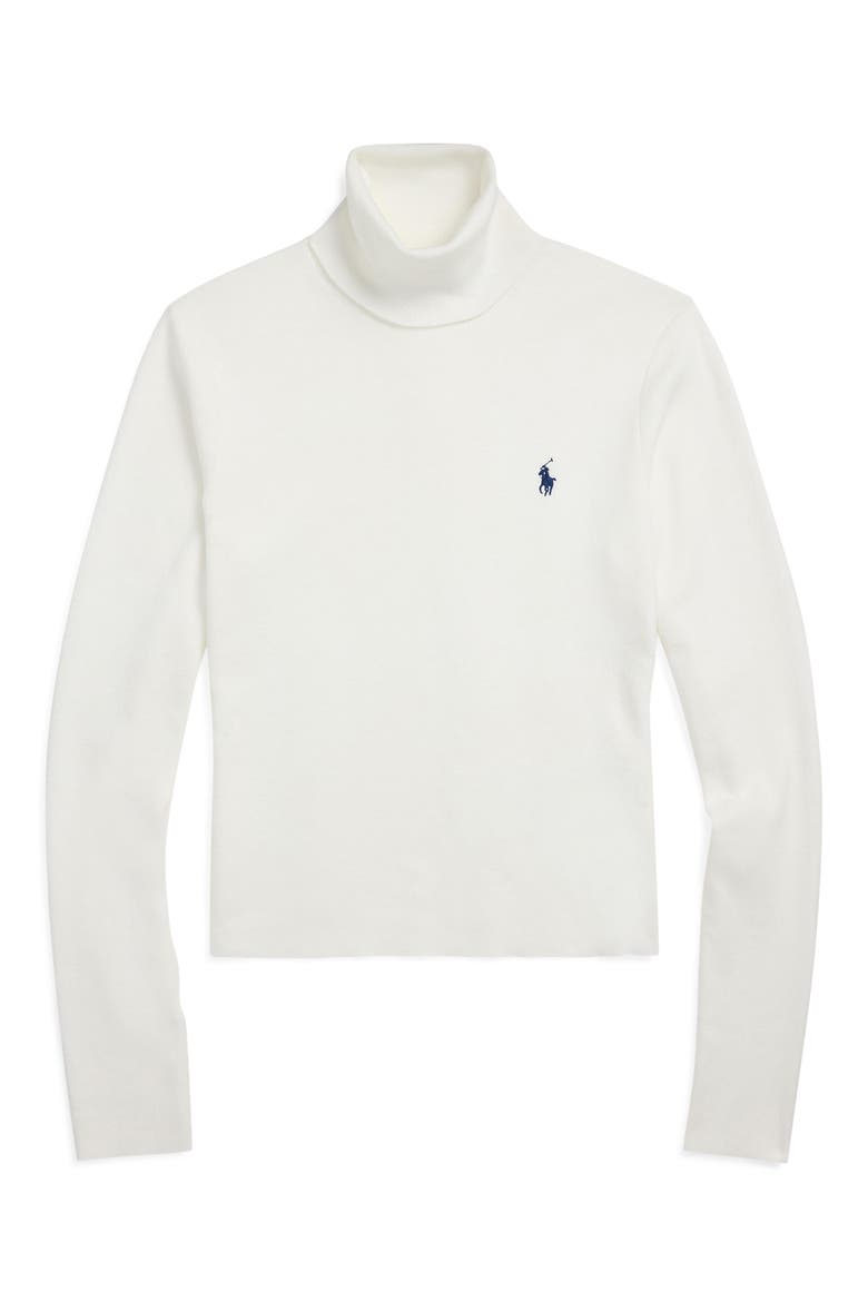 Cotton Blend Turtleneck Top, Alternate, color, WHITE