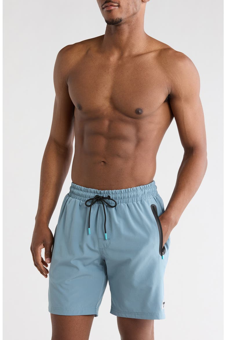 Passenger Volley Swim Shorts, Main, color, GREY/ BLUE
