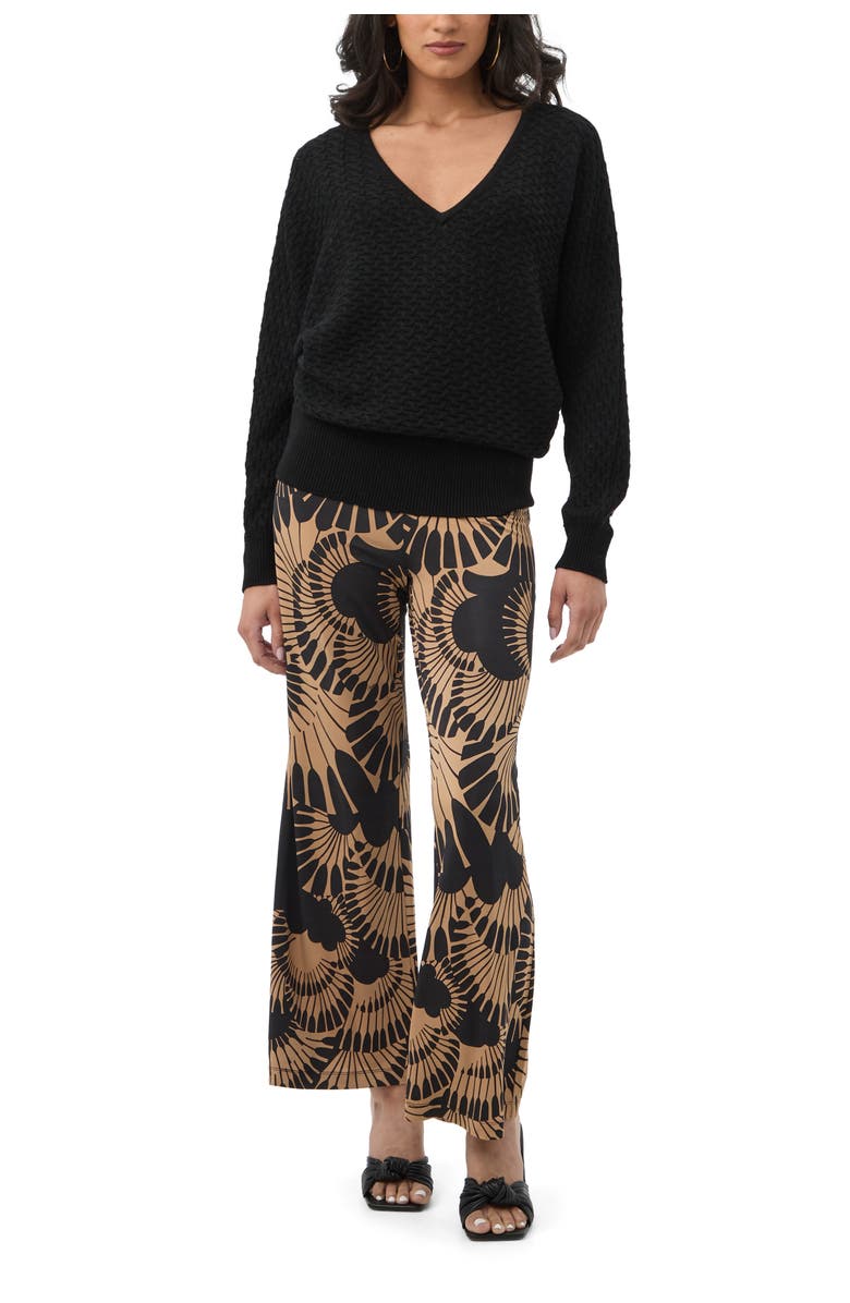 Trina Turk Lima V-Neck Pullover Sweater, Alternate, color, Black