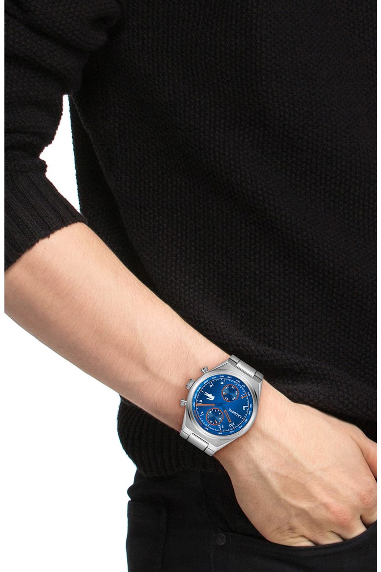 Line Racer Multifunction Bracelet Watch, 43mm, Alternate, color, SILVER