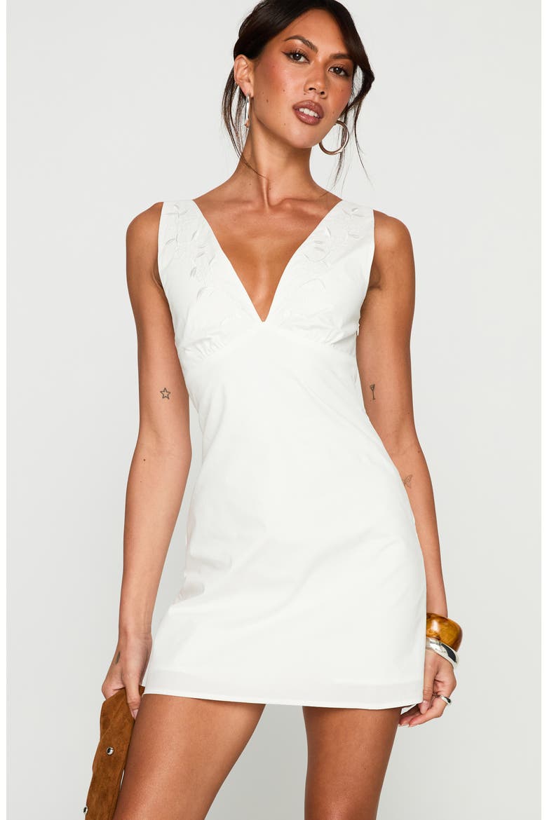 Florien Embroidered Cotton Mini Sundress, Alternate, color, WHITE
