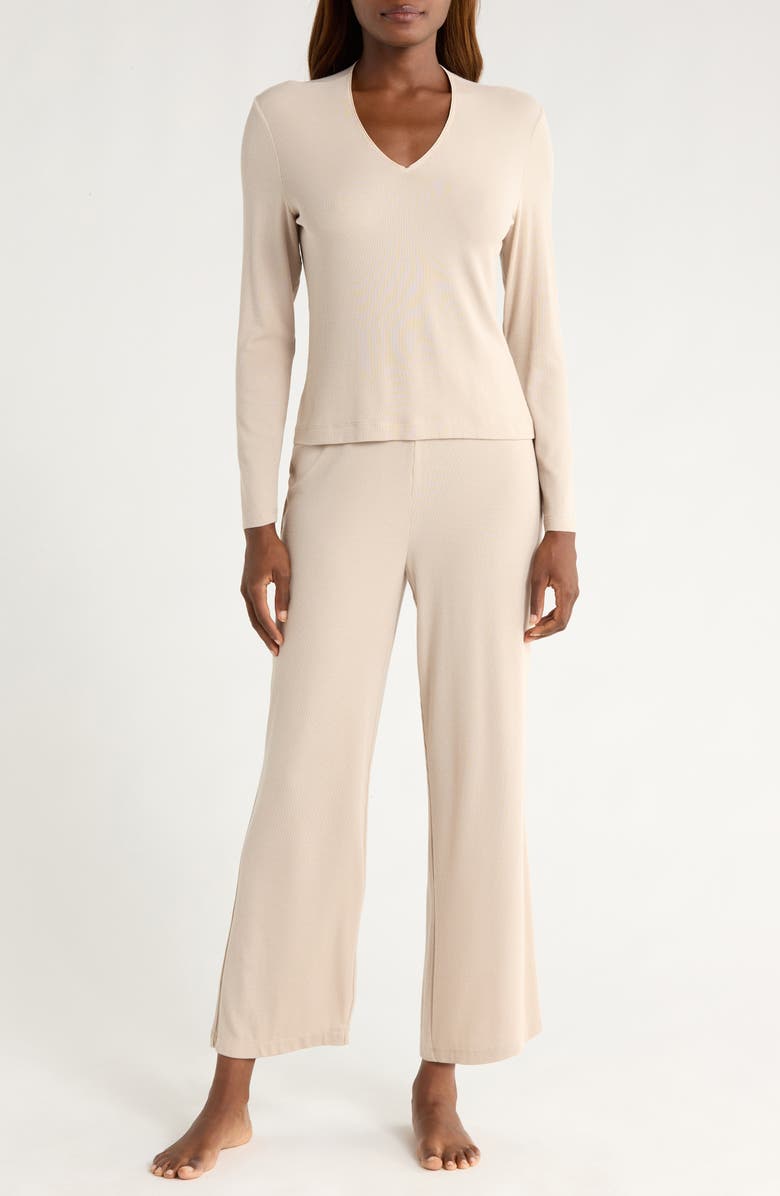 Natori Rib Essentials Pajamas, Main, color, Cashmere