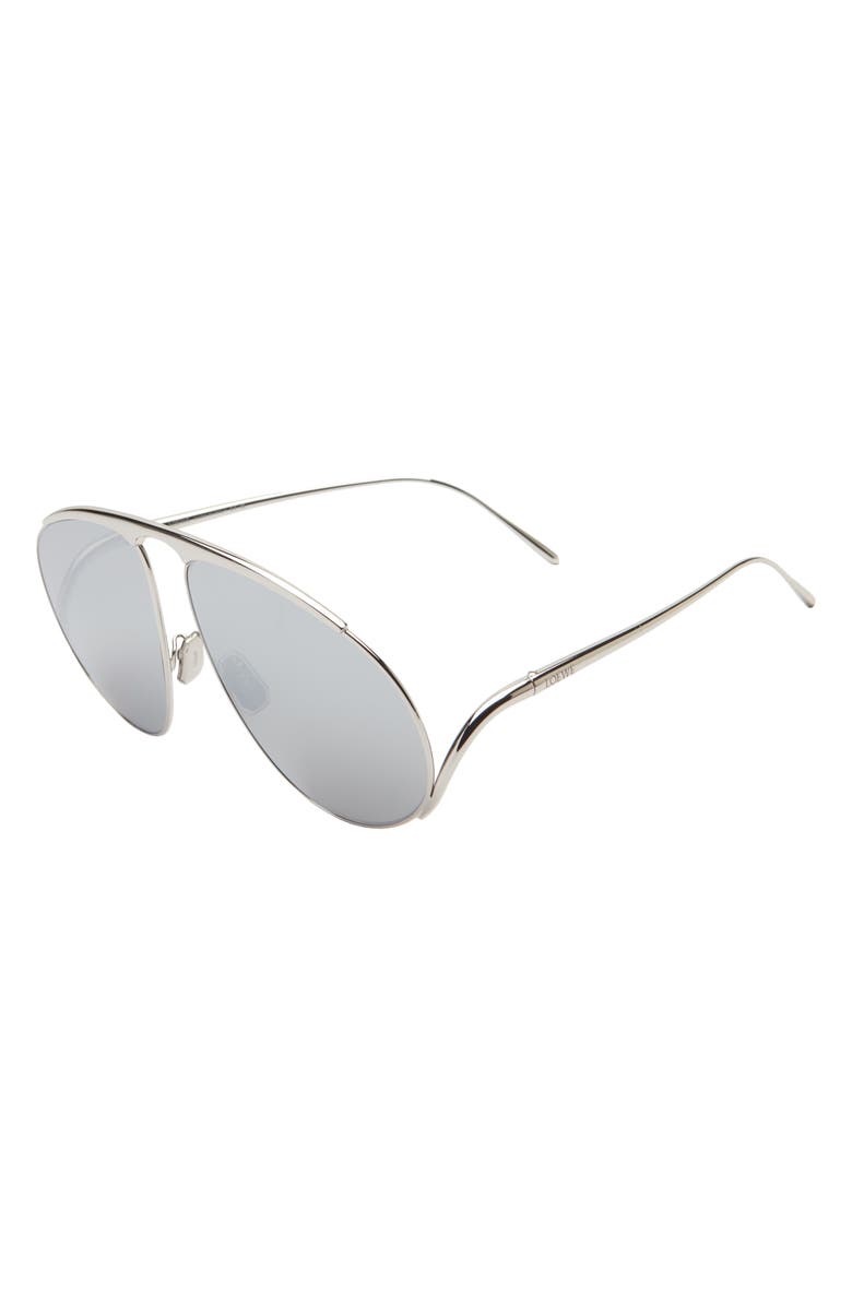 Loewe Signature Pilot Sunglasses, Alternate, color, Shiny Palladium / Smoke Mirror