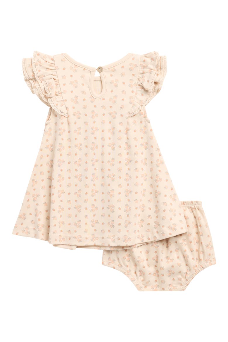 Lace Trim Ruffle Organic Cotton Dress with Bloomers, Alternate, color, ECRU