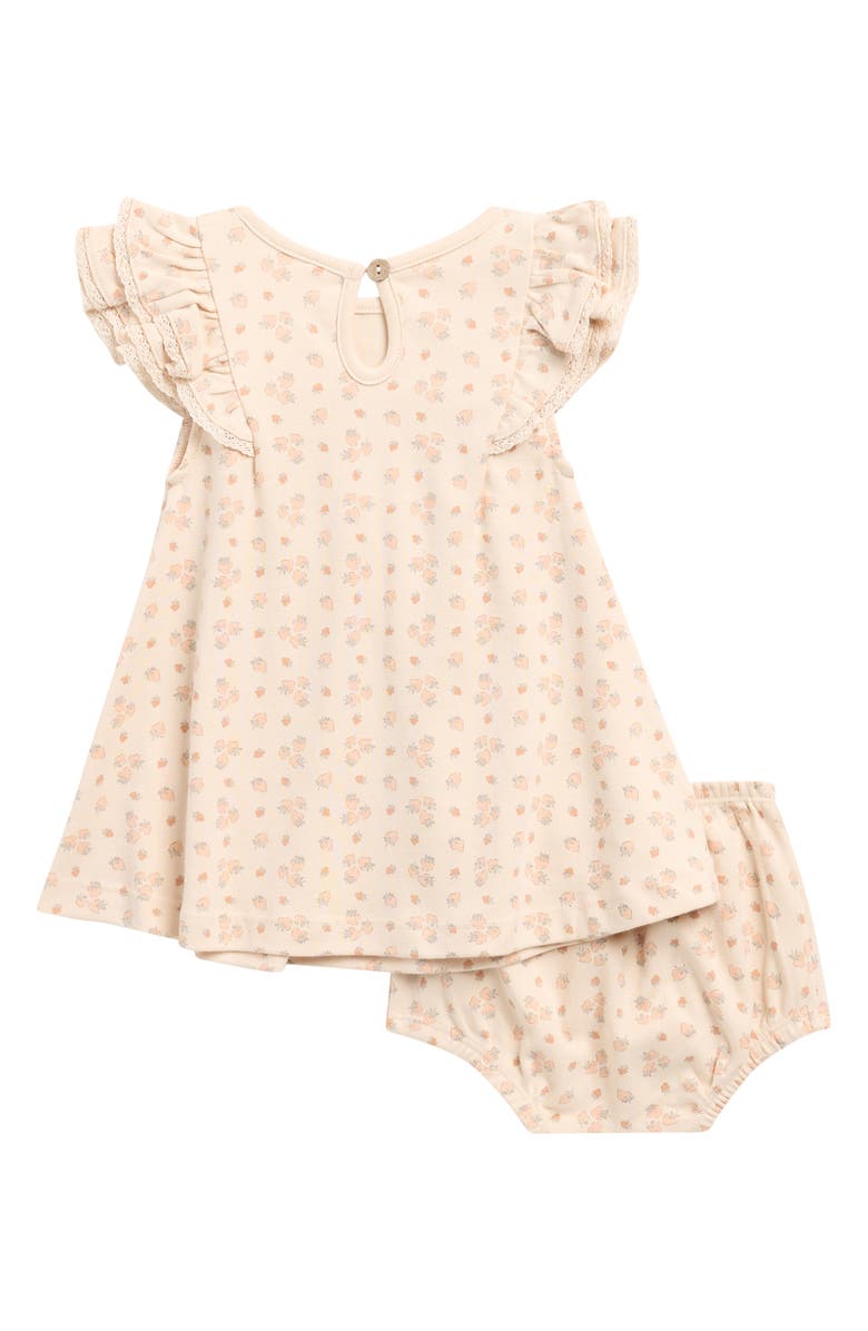 QUINCY MAE Lace Trim Ruffle Organic Cotton Dress with Bloomers, Alternate, color, Ecru