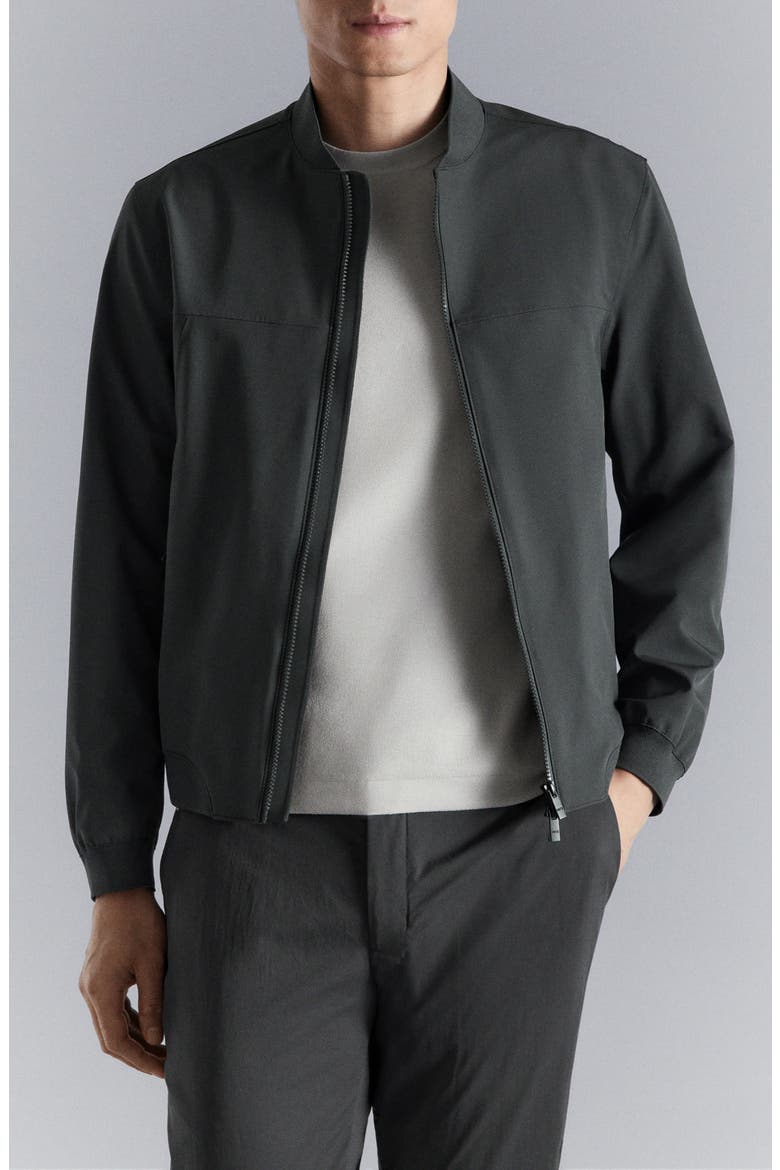 Water Repellent Bomber Jacket, Main, color, DARK GREY