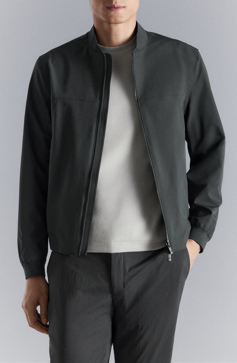 MANGO Water Repellent Bomber Jacket, Main, color, Dark Grey