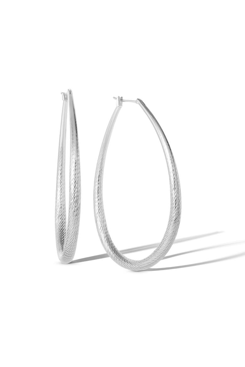 Oval Textured Large Hoop Earrings, Main, color, Silver