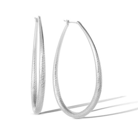 Oval Textured Large Hoop Earrings