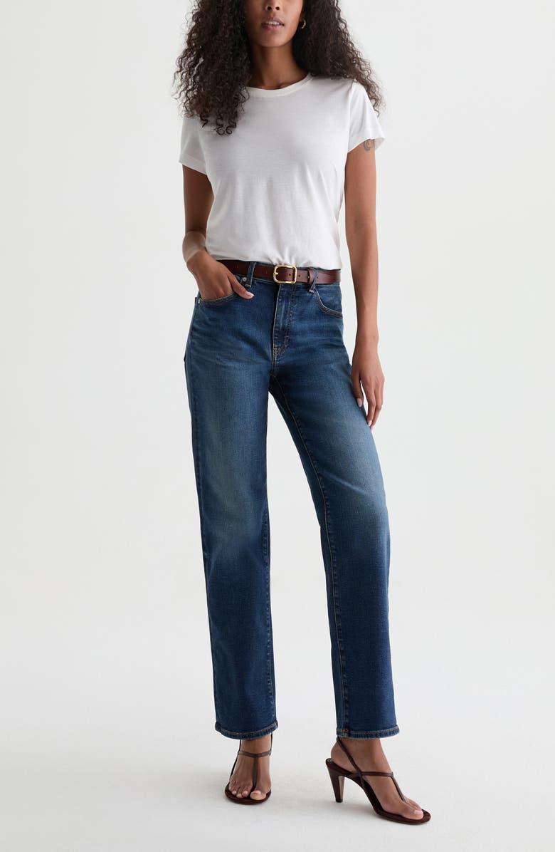 AG Brinley Mid Rise Straight Leg Jeans, Alternate, color, Night Cap
