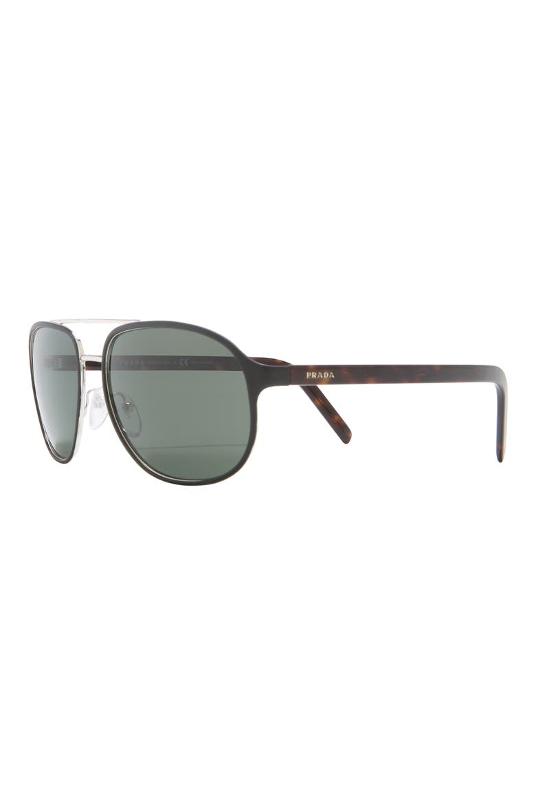 60mm Polarized Aviator Sunglasses, Alternate, color, MATTE BLACK POLAR GREEN
