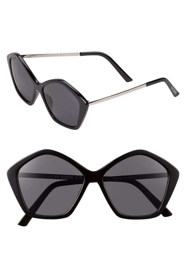 56mm Sunglasses, Main, color, BLACK