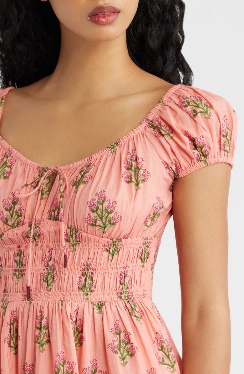 Saylor Carly Smocked Puff Sleeve Minidress, Alternate, color, Multi