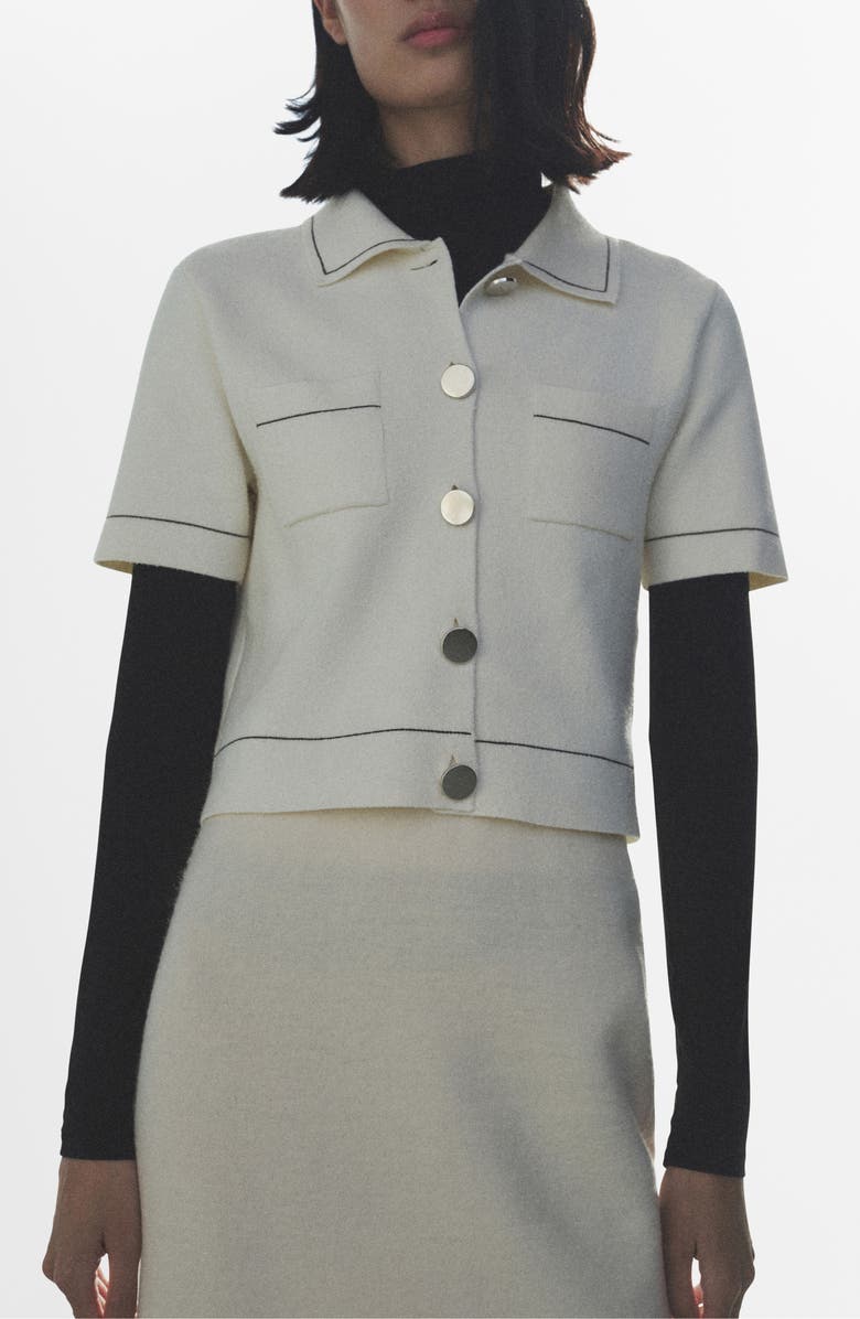 MANGO Contrast Trim Crop Cardigan, Main, color,