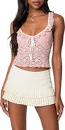 EDIKTED Contrast Semisheer Lace-Up Camisole