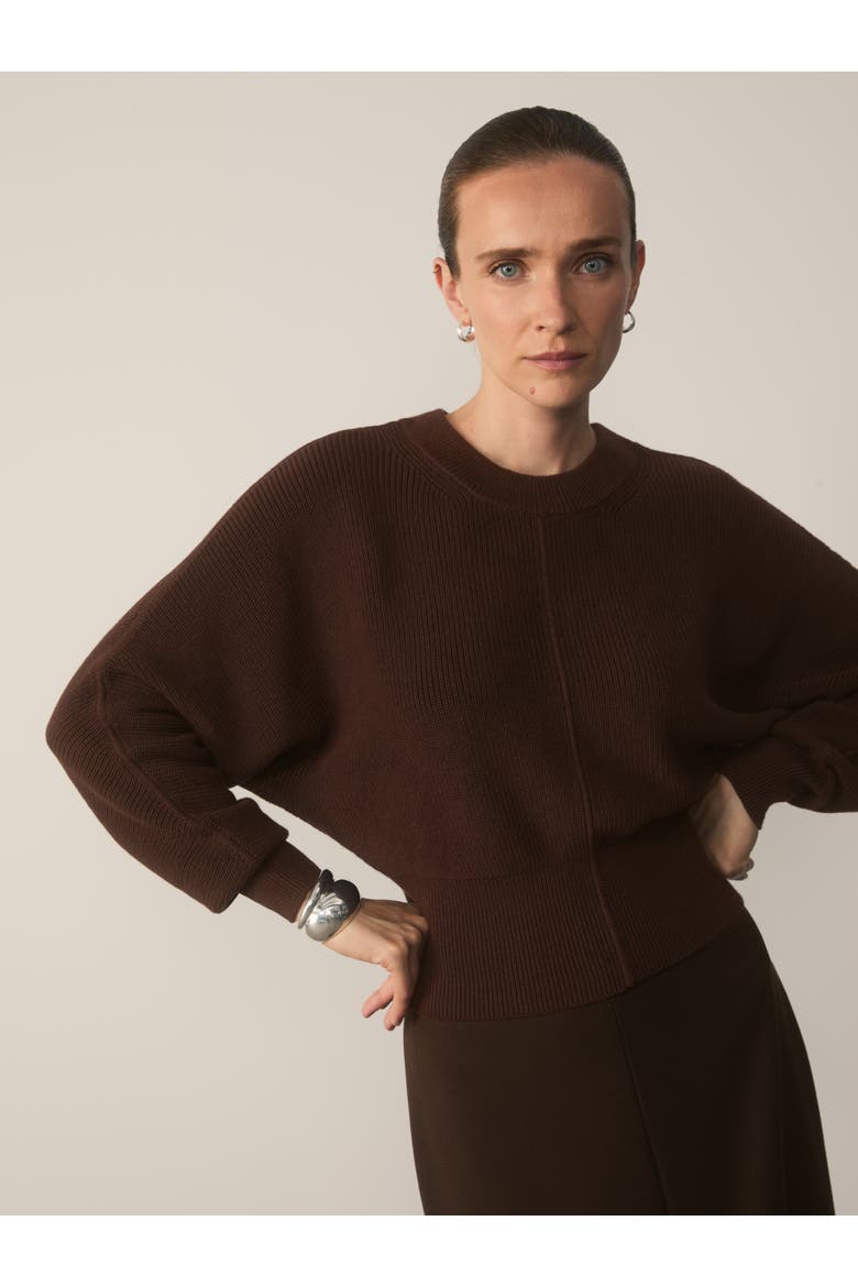 Crewneck Knit Sweater, Alternate, color, Brown