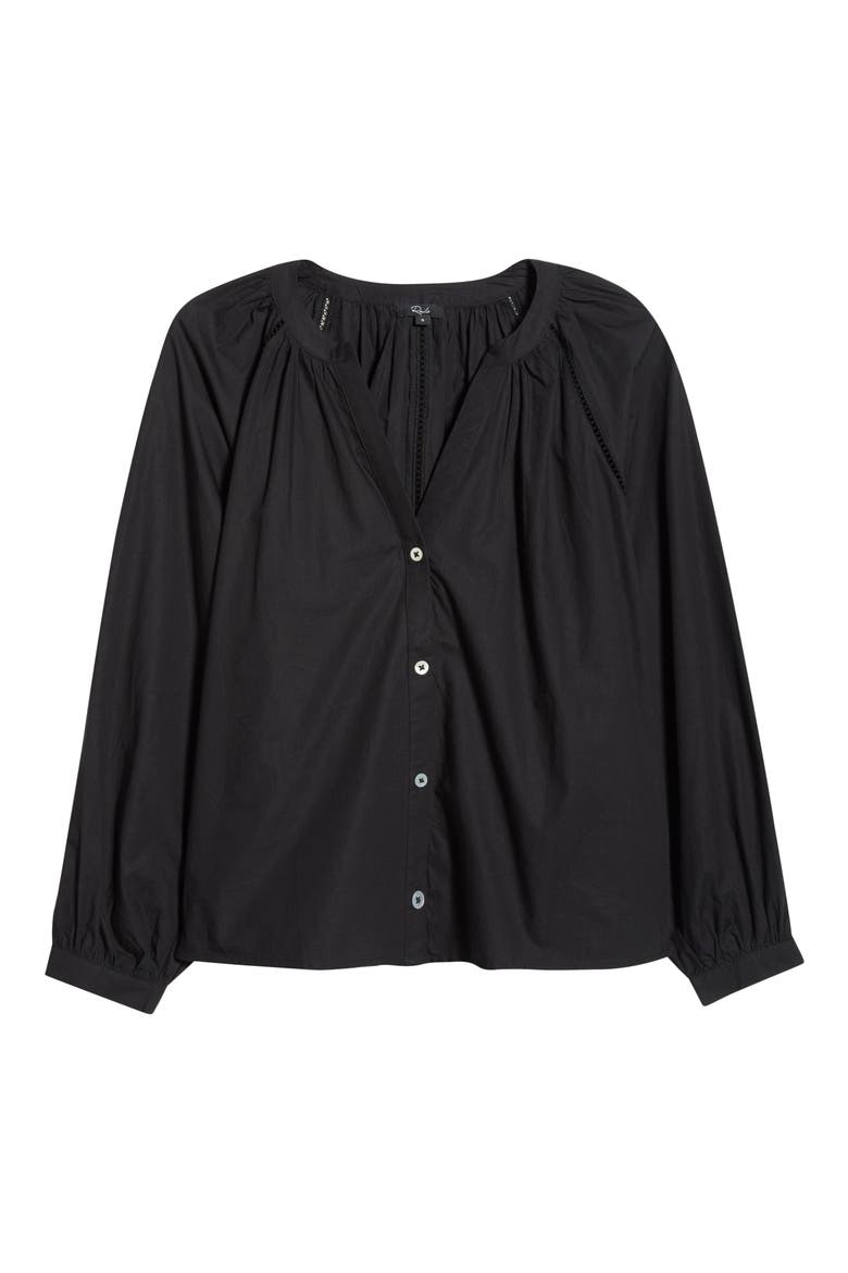 Beas Button-Up Top, Alternate, color, BLACK