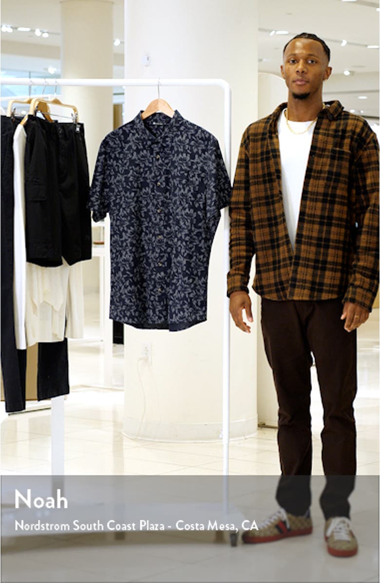 King Air Trim Fit Floral Short Sleeve Button-Up Shirt, sales video thumbnail