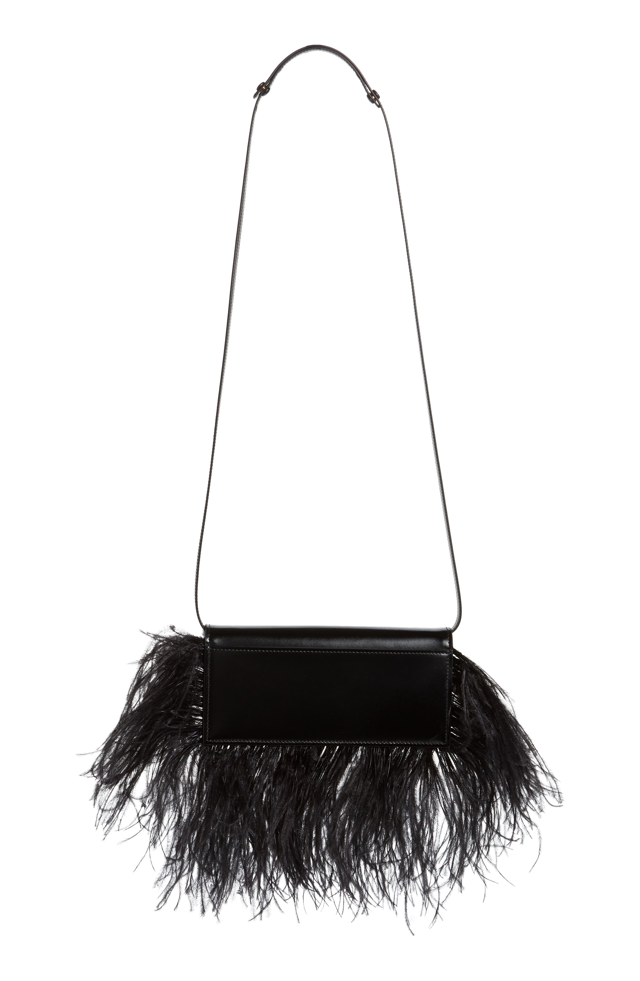 Jil Sander Feather Trim Clutch, Alternate, color, 