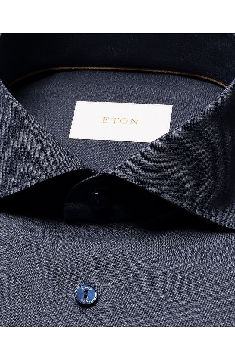 Eton Slim Fit Wool Dress Shirt, Alternate, color, Dark Blue