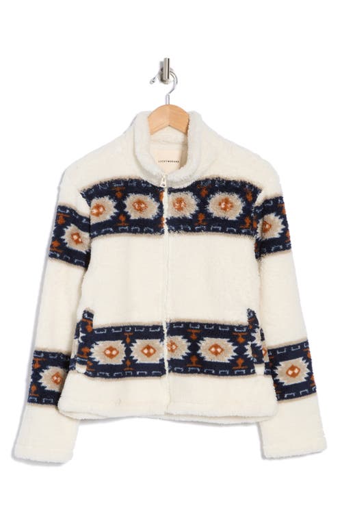 Shop Lucky Brand Geo Print Faux Fur Zip Jacket In Natural Mu