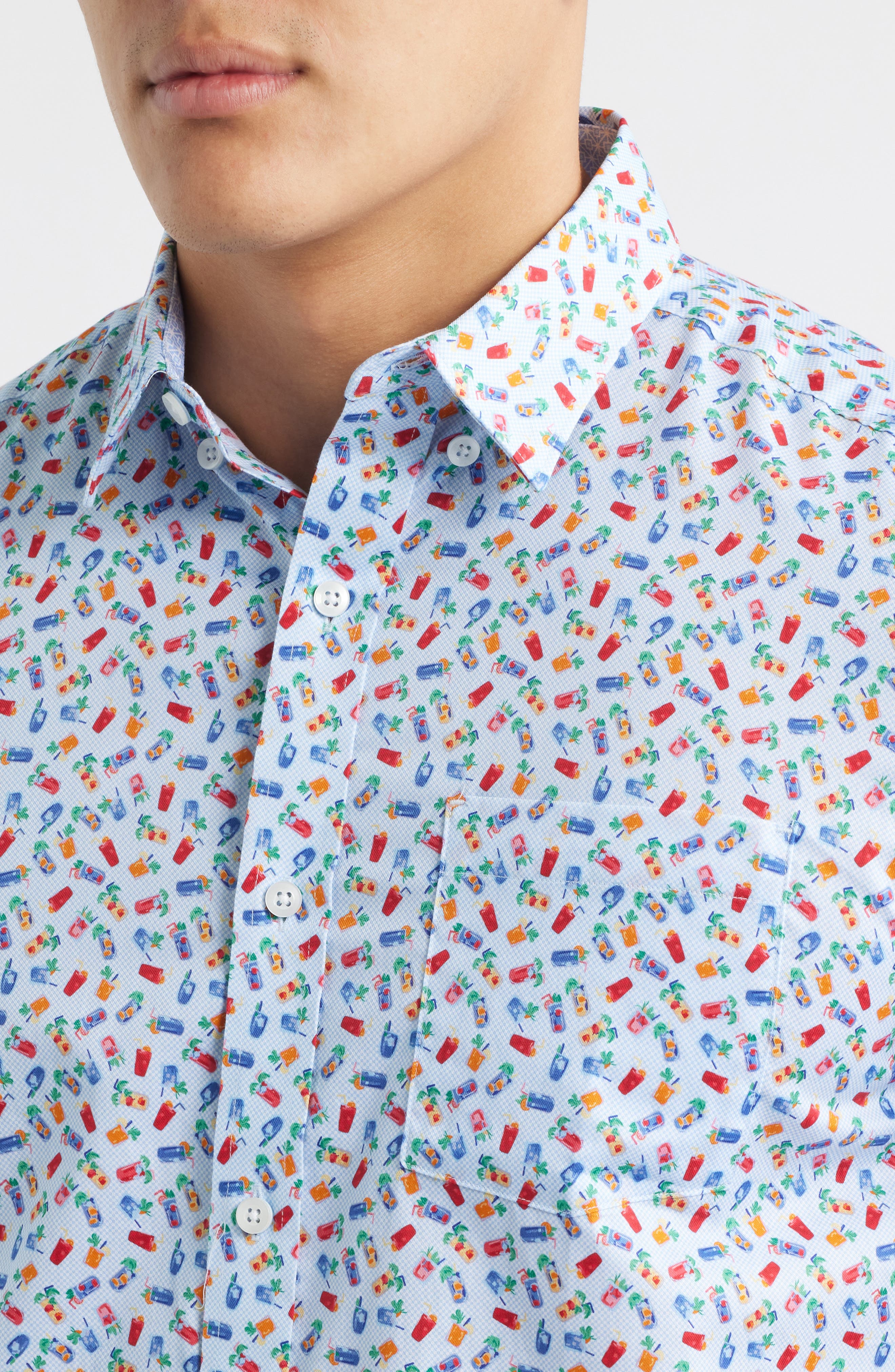 Logan Cocktail Print Short Sleeve Cotton Blend Button-Up Shir - image 2