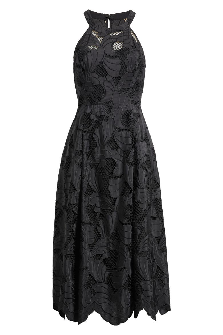 Denise Floral Openwork Halter Neck Midi Dress, Alternate, color, NOIR SWAY WITH ME