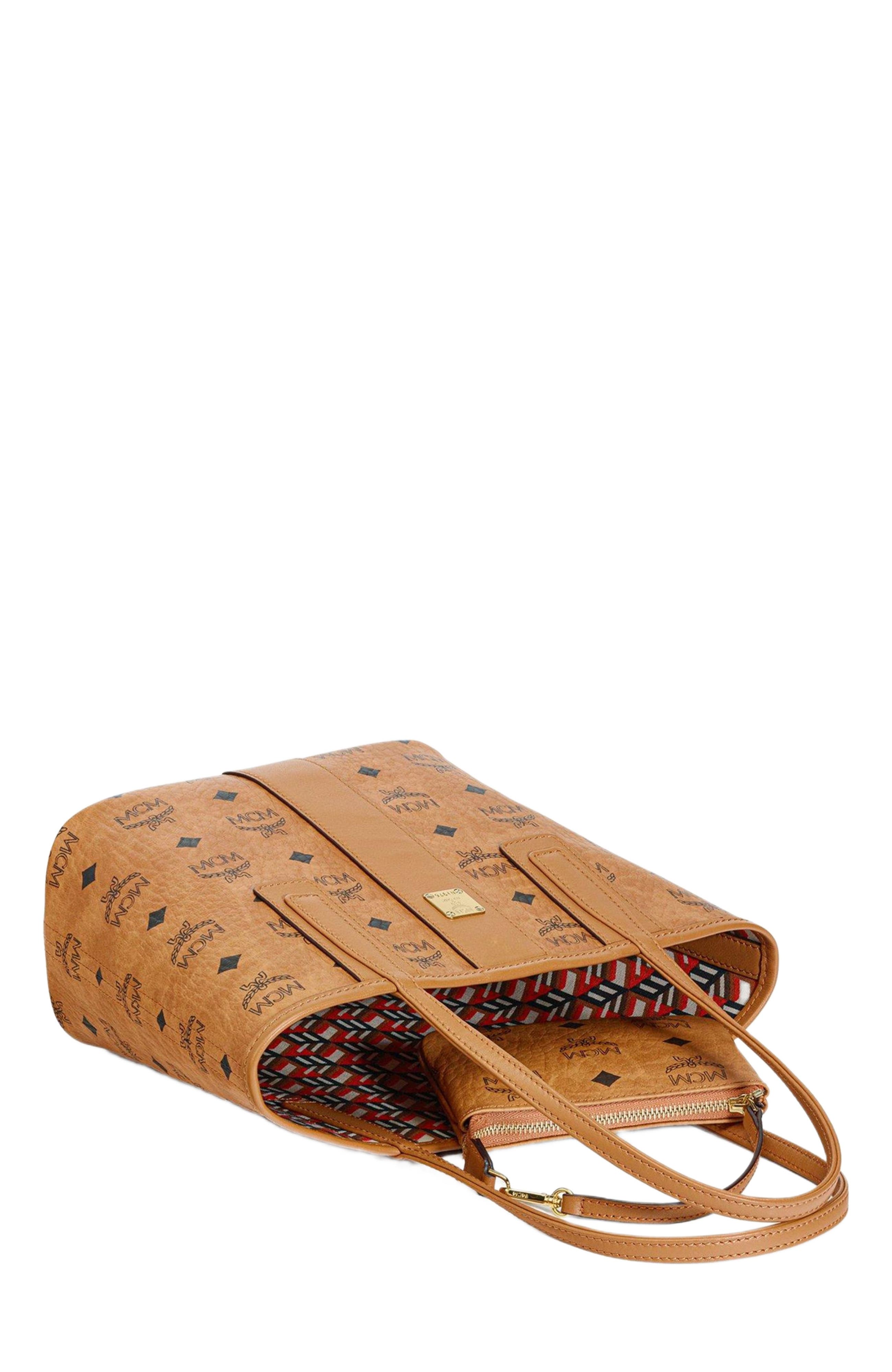 Mini Reversible Liz Shopper in Visetos, Alternate, color, Cognac
