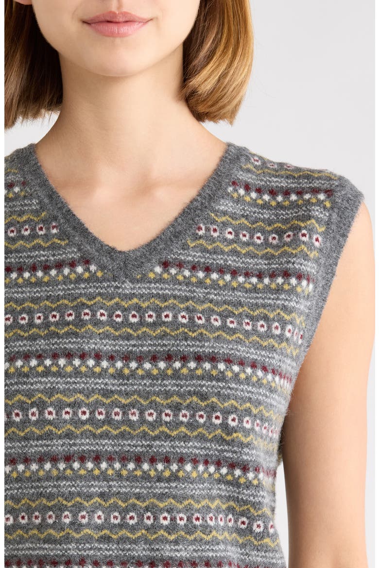Nevin Fair Isle Sweater Vest, Alternate, color, GREY STRIPE