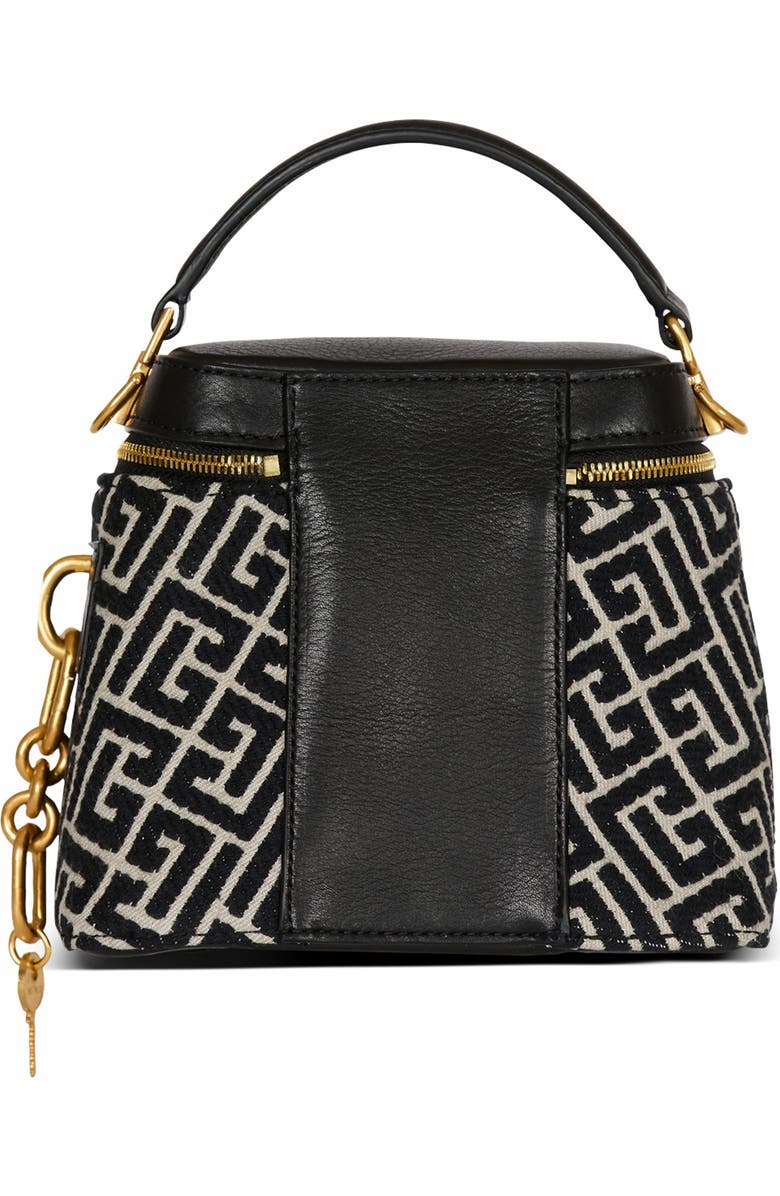 Balmain Pulse Vanity Bag In Monogrammed Jacquard Canvas And Leather, Alternate, color,
