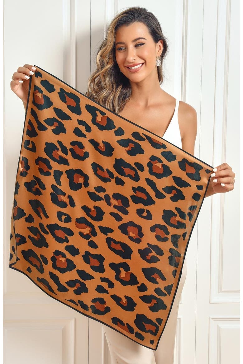 Pure Silk Printed Square Scarf, Alternate, color, Leopard
