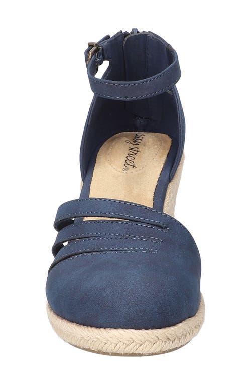 EASY STREET EASY STREET DAYTONA ANKLE STRAP ESPADRILLE PLATFORM WEDGE