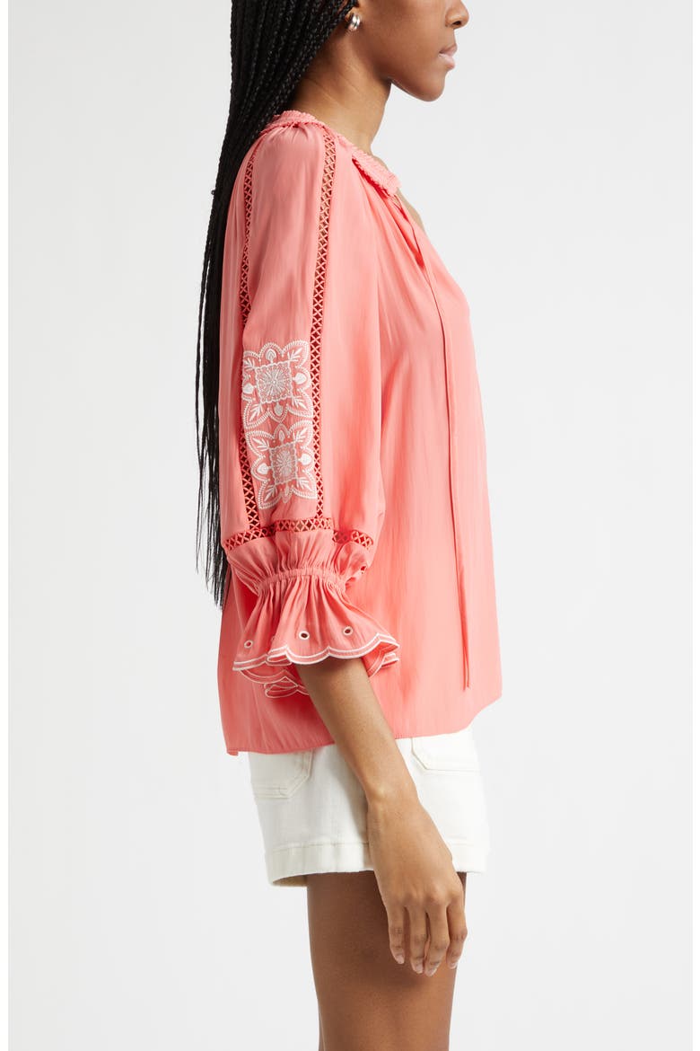 Haven Embroidered Woven Shirt, Alternate, color, CORAL