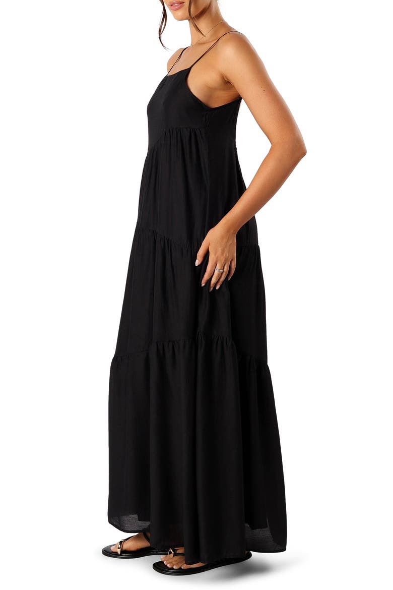 Bennie Tiered Maxi Sundress, Alternate, color, BLACK