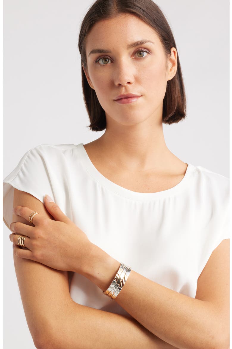 Molten Coil Wrap Bracelet, Alternate, color, GOLD- SILVER