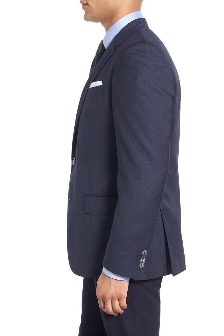 Hutsons Trim Fit Herringbone Wool Sport Coat, Alternate, color, NAVY