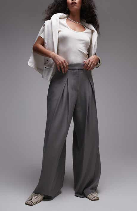 Topshop Pleated High Waist Wide Leg Trousers
