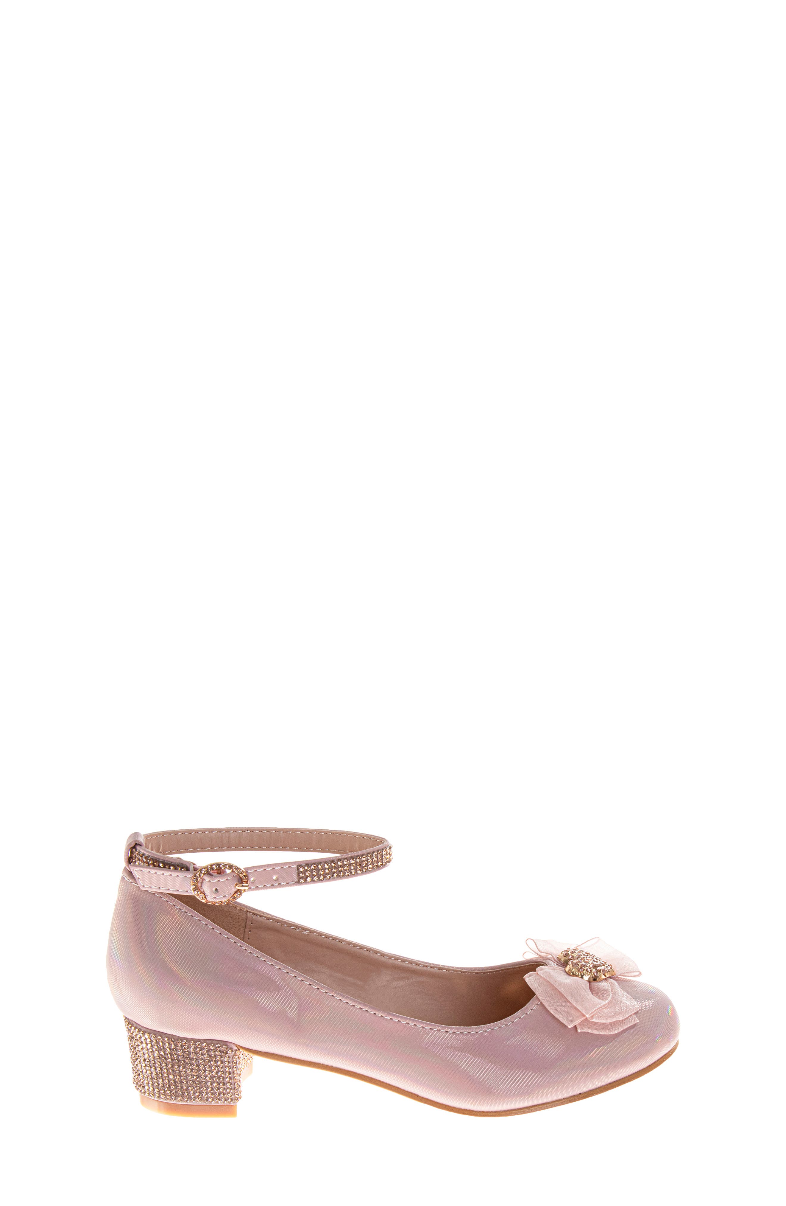 Kids' Crystal Heart Ankle Strap Pump, Alternate, color, PINK