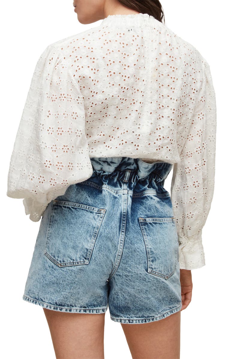 AllSaints Luna Broderie Anglaise Linen Top, Alternate, color,