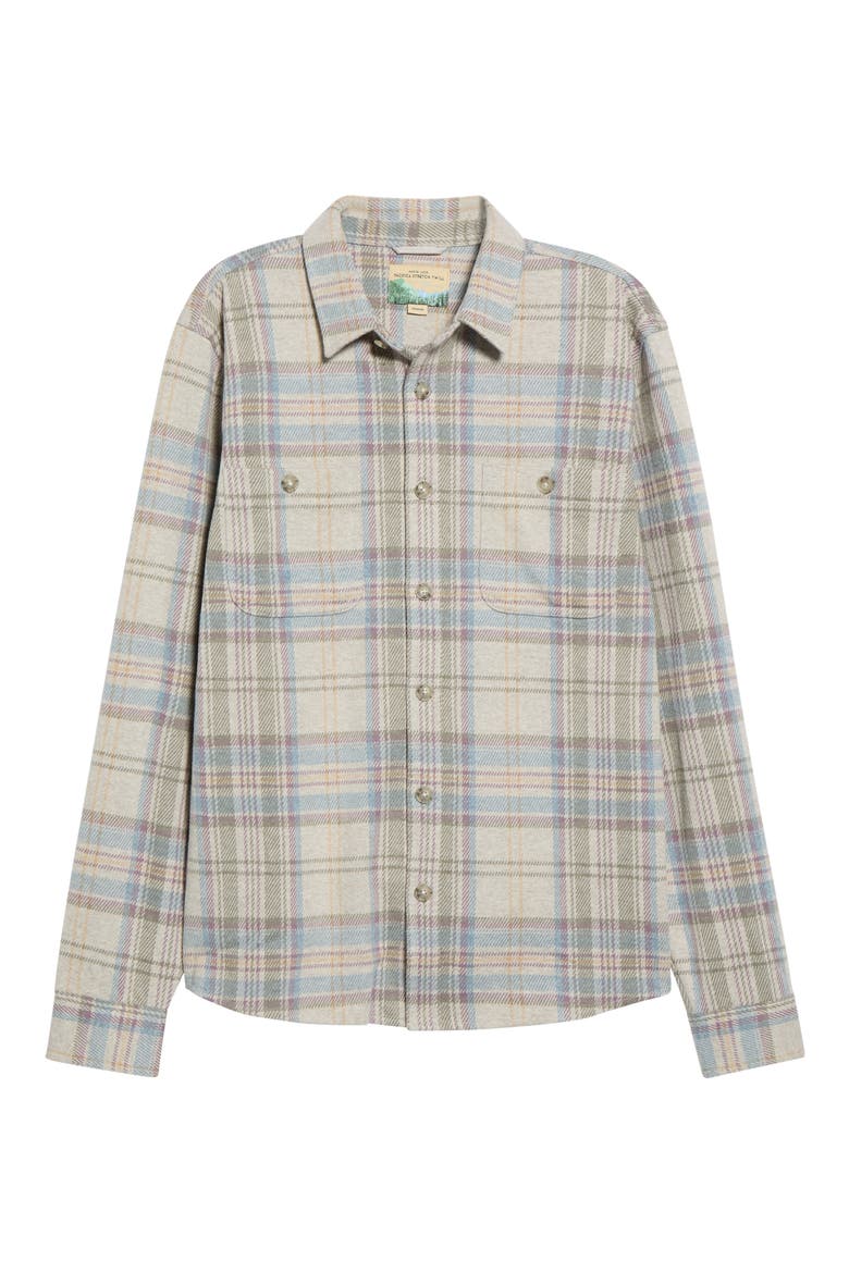 Pacifica Plaid Stretch Twill Button-Up Overshirt, Main, color, GREY PLAID