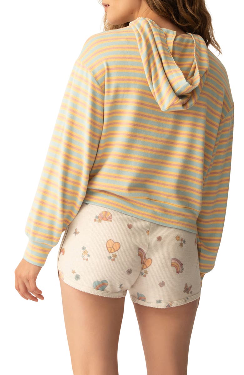 PJ Salvage Sunshine On My Mind Stripe Lounge Hoodie, Alternate, color, Yellow Multi