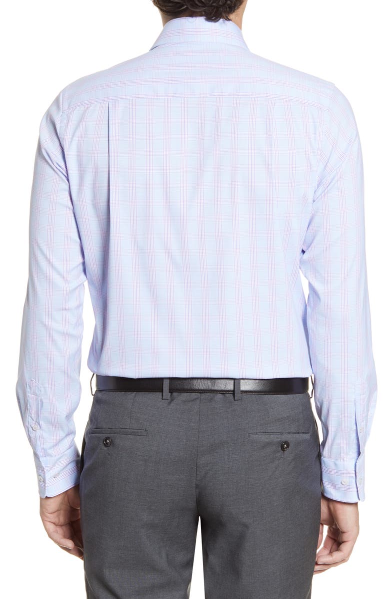 David Donahue Trim Fit Performance Stretch Plaid Dress Shirt, Alternate, color,