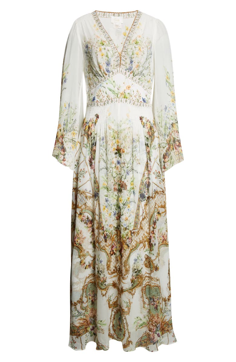 Camilla Dressing Room Drama Long Sleeve Silk Chiffon Maxi Dress, Alternate, color, Dressing Room Drama