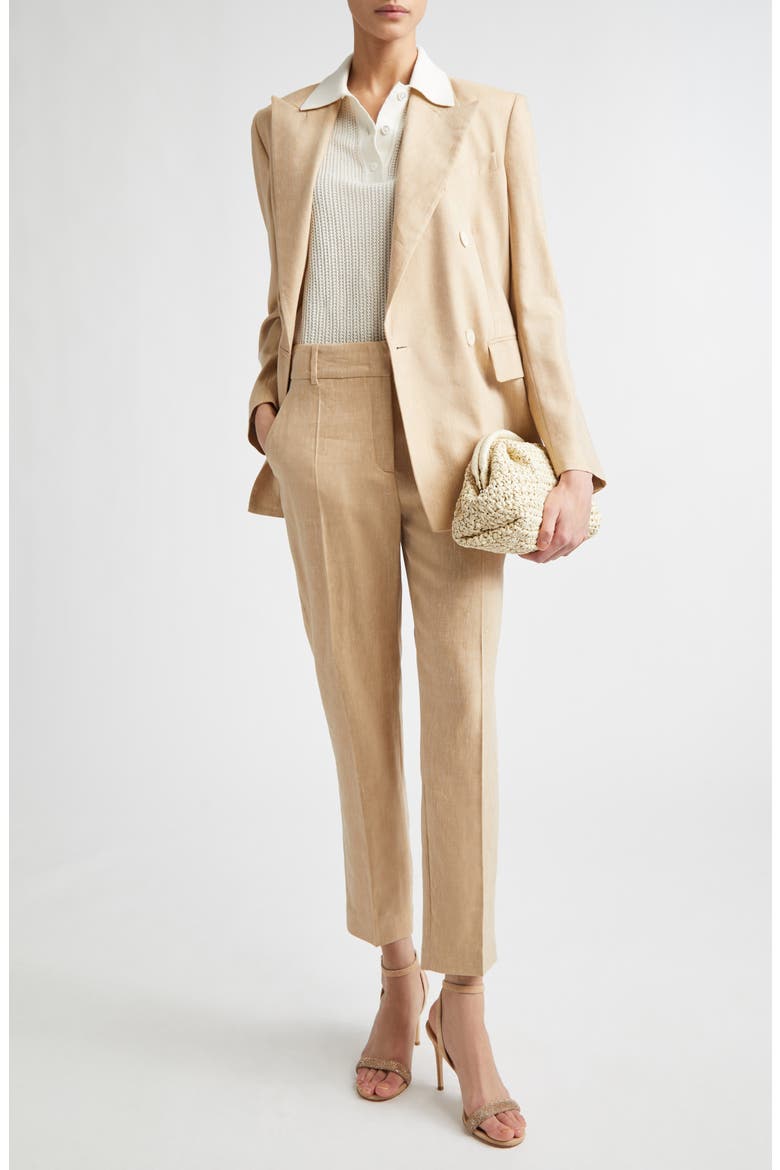 Drago Linen & Wool Slub Twill Ankle Pants, Alternate, color, 173 TAUPE COGNAC