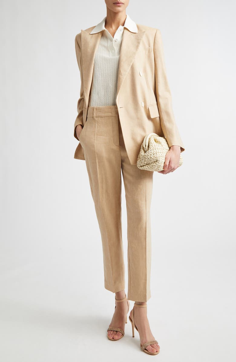 Eleventy Drago Linen & Wool Slub Twill Ankle Pants, Alternate, color, 173 Taupe Cognac